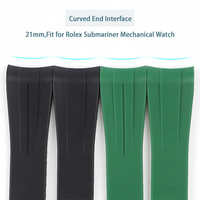 Bracelet de montre en caoutchouc TPU à extrémités courbes avec boucle déployante pour Rolex Submariner 21 mm, bracelet en silicone pour homme et femme