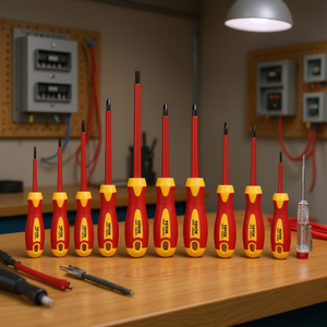 Ensemble de tournevis isolés Vevor 11 pièces, 1000V, qualité industrielle, outils d'électricien, tête plate, poignée antidérapante - Product Image 2