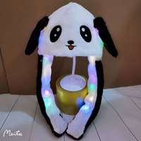 Nouveau design Chapeau en peluche LED avec animaux de dessin animé (ours, tigre, singe) mignon, avec mouvements d'oreilles et écharpe, chapeau chaud pour enfants