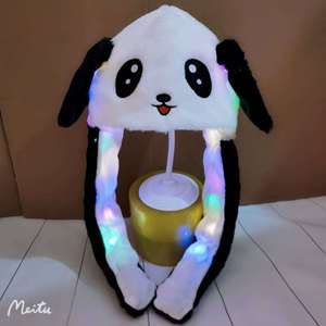 Gorro de Peluche con Luz LED de 49 Designs, Gorro de Peluche con Movimiento de Orejas de Oso, Tigre, Mono, Bufanda Cálida para Niños - Product Image 2