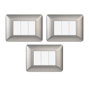 Gloca – ensemble de 3 interrupteurs muraux à 3 boutons, plaque en plastique, couleur argent, installation facile, compatible avec Matix - Product Image 1