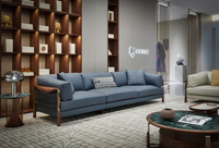 Canapé modulaire en cuir véritable de style classique original, design moderne minimaliste haut de gamme, en noyer d'Amérique du Nord, pour salon