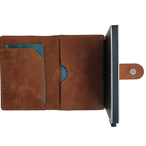 <b>RFID</b> <b>blocking</b> business card holder Automatic pop-up <b>wallet</b> unisex PU aluminium zipper <b>wallet</b> - Product Image 2
