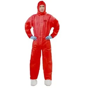 Customized Coveralls 55g SMS Gown Disposable With Front Zip Elastic Cuffs And Ankles Disposable Coveralls Factory