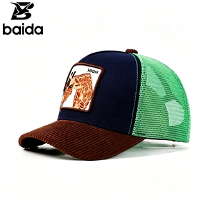 Spring Summer Style Mesh Trucker <b>Hat</b> With High Giraffe Embroidery Logo Front Panel Adjustable <b>For</b> Adults European and American - Product Image 1