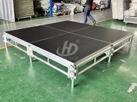 Plateforme de scène DJ portable 4x4 pieds, forme carrée, en alliage d'aluminium et contreplaqué, structure de scène et treillis d'éclairage pour événements extérieurs et concerts