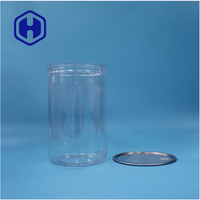 Boîte en plastique PET ronde de 2300 ml, de qualité alimentaire, étanche, sans BPA, facile à ouvrir, pour les collations, les noix, les bonbons, le bœuf séché