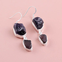 Design unique Boucles d'oreilles fines en argent sterling 925 Grenat naturel Vert Kyanite Pierre précieuse Exportateur de bijoux