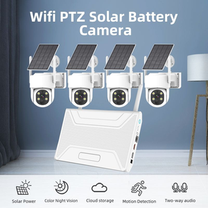 ระบบกล้องวงจรปิดไร้สายพลังงานแสงอาทิตย์กลางแจ้ง WiFi 4CH พร้อมระบบมองกลางคืน กล้อง PTZ NVR ชุดกล้องวงจรปิดระบบตรวจสอบ - Product Image 2