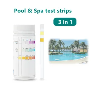 Fabrika sıcak satış yüzme havuzu & Spa 100 adet 3 in 1 su Test şeritleri için klor Ph