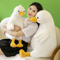 Ensemble de jouets en peluche d'oies blanches mignonnes, grandes poupées en peluche d'oies douces avec becs et pattes jaunes, jouets en peluche