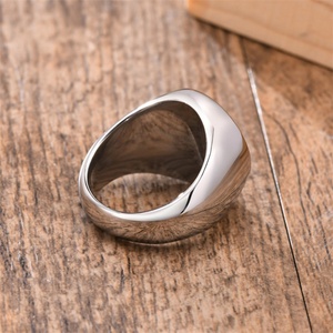 Black Enamel <b>Rings</b> Stainless Steel Silver Signet Finger Chunky <b>Ring</b> for Men - Product Image 2