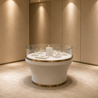 Elegante Schmuck-Vitrine mit Maßgefertigter LED-Beleuchtung, Metall-Holz-Glas-Kombination, Großhandel für Juweliergeschäfte