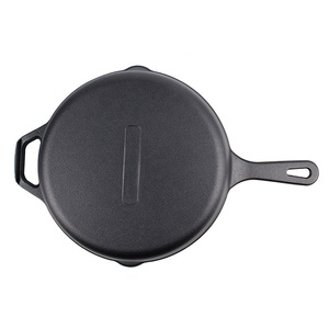 Sartén redonda personalizada, plancha <span class=keywords><strong>de</strong></span> <span class=keywords><strong>hierro</strong></span> <span class=keywords><strong>fundido</strong></span>, presazonada, barata - Product Image 4