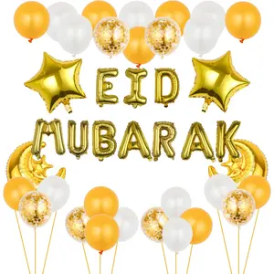 Ramadan Mubarak Ballon Set Eid Ballon Banner Ornamenten Decoratie Confetti Maan Ster Eid Ballon Feestleverancier