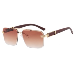 Square Double Beam Frameless Gold Metal <b>Sunglasses</b> 2025 New European and American Style Fashionable Driving <b>Sunglasses</b> - Product Image 6