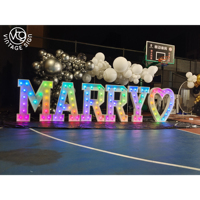 3D Decoración de metal gigante Carta de habitación Palabras de 4 pies escritas en luces Letras de marquesina Vintage para la venta