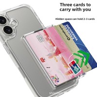 Étui magnétique transparent pour iPhone 17, avec fente latérale pour cartes, support intégré et impression personnalisée