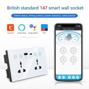 <span class=keywords><strong>Prise</strong></span> <span class=keywords><strong>murale</strong></span> à double rangée avec écran tactile, <span class=keywords><strong>prise</strong></span> intelligente WiFi avec type-c + <span class=keywords><strong>USB</strong></span> et surveillance de l'énergie, contrôle APP Tuya - Product Image 3