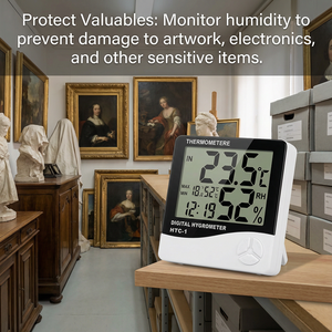 Termometro e igrometro digitali con calendario, stazione meteorologica, monitor wireless per temperatura e umidità domestica, display LCD impermeabile - Product Image 4