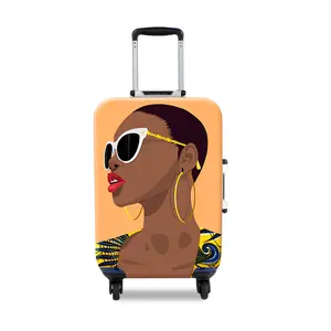 Equipaje de viaje accesorios de carretilla de logotipo personalizado de mujeres de África impreso maleta Protector de la cubierta