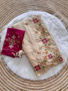 Sari de créateur élégant et brillant, tissé à la main, avec broderie complexe sur toute la surface et magnifique travail de diamants, traditionnel, séchage rapide, protection solaire - Product Image 6