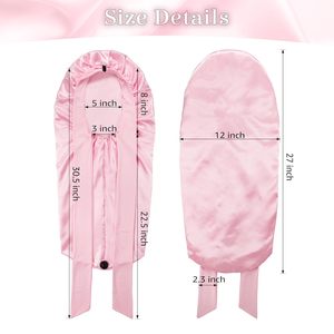 Gorro de satén largo Roybens para mujer con banda para atar, gorro para dormir para proteger trenzas y cabello rizado - Product Image 3