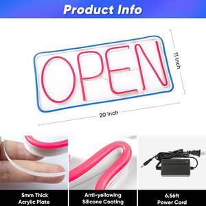 16,5/20/23-дюймовый Регулируемый переключатель ультра яркий светодиодный открытый знак DC12V штекер для бизнес-витрины ресторана бар кафе, открытая неоновая вывеска - Product Image 6
