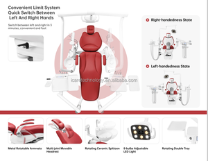 Unité dentaire électrique professionnelle I Care avec plateau supérieur, lampe opératoire LED, commande au pied, arrêt d'urgence pour hôpital - Product Image 3