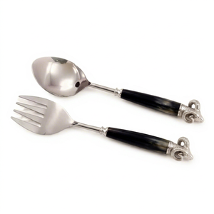 Ensemble d'ustensiles de table en acier inoxydable White Royals avec manche en fonte, style américain, pour salade, durable, réutilisable, portable pour la maison - Product Image 1