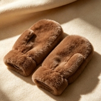 Mitaines en fausse fourrure de lapin pour femmes, en gros, en peluche courte de qualité supérieure, gants thermiques d'hiver, logo personnalisé pris en charge, fournisseur de chapeaux