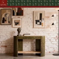 Table d'entrée en marbre veiné vert foncé GOLDKING, meuble console artistique, conçu sur mesure pour la décoration de hall d'entrée de luxe