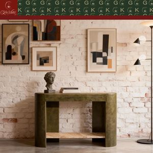 <span class=keywords><strong>Table</strong></span> d'entrée en marbre veiné vert foncé GOLDKING, meuble <span class=keywords><strong>console</strong></span> artistique, conçu sur mesure pour la décoration de hall d'entrée de luxe - Product Image 2