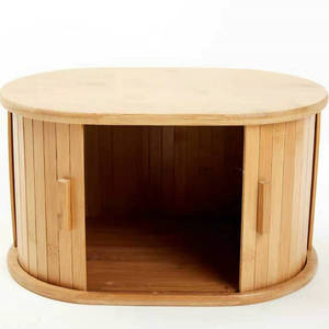 Caja redonda para pan de bambú y madera, contenedor de almacenamiento de alimentos de una sola capa para pan. - Product Image 1