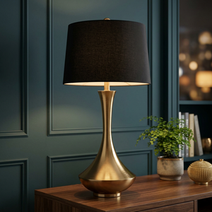 Lampe de table moderne en fer avec abat-jour rectangulaire en tissu beige, LED E26, lumière chaude 3000K, éclairage décoratif pour chambre à coucher - Product Image 4
