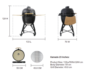 Barbecue <span class=keywords><strong>Kamado</strong></span> TOPQ 23 pouces en céramique OEM Big <span class=keywords><strong>Joe</strong></span> avec fumoir à viande, au charbon de bois, pour jardin et extérieur - Product Image 3