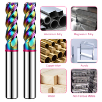 Fraise à queue AZZKOR 3F avec revêtement coloré DCL en carbure de tungstène pour usinage de l'aluminium sur CNC, TGP-HRC60