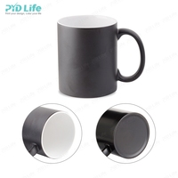 Mug Céramique Vierge à Sublimation Personnalisé en Gros 11oz, Mug Magique Changeant de Couleur Noir Mat