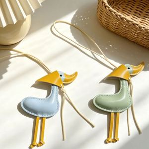 HR Wholesale PU Leather Travel Duck <b>Charm</b> Keychain Cute Animal Key Ring Women Blue <b>Bag</b> <b>Charm</b> Pendent for Gifts - Product Image 2