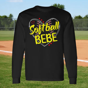 T-shirt à manches longues Softball Bebe Heart pour les joueurs de softball - Product Image 3