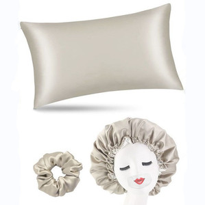 Ensemble <span class=keywords><strong>de</strong></span> soins capillaires 100% Soie, comprenant une taie d'oreiller unie tissée à la main, un <span class=keywords><strong>bonnet</strong></span> et un turban <span class=keywords><strong>de</strong></span> sommeil portable, résistants aux taches, à motif végétal et à ouverture arrière - Product Image 2