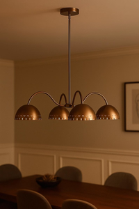 Stylish 1920s Mid Century Brass Dome Chandelier 4 <b>Light</b> Stilnovo Pendant <b>Ceiling</b> Lamp Sputnik Kitchen Island - Product Image 2