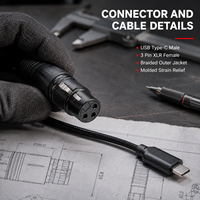 Câble audio XLR vers USB-C, USB-C mâle vers XLR femelle 3 broches, cordon de microphone pour enregistrement sur ordinateur, longueur personnalisée OEM ODM
