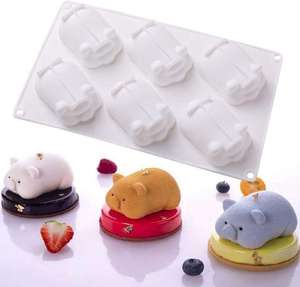 HY <span class=keywords><strong>silicona</strong></span> 3D 6 cavidades lindo cerdo pastel <span class=keywords><strong>molde</strong></span> para hornear Mousse Chocolate esponja moldes sartenes pastel decoración herramientas <span class=keywords><strong>molde</strong></span> - Product Image 1