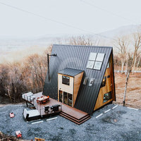Maison Préfabriquée en Acier Léger à Toit Triangulaire en Bois, Conception Économique Gratuite, Idéale pour Villages de Vacances en Forêt, Montage Facile