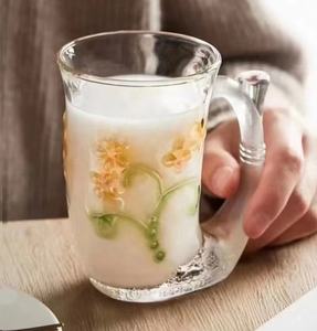 Tasse à eau en verre <span class=keywords><strong>Raymond</strong></span>, tasse à thé fleuri, tasse à thé domestique avec poignée - Product Image 2