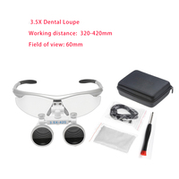 Dental Loupe 2.5X/3.5X Magnification Dental Magnifying Glass Adjustable Binocular Head-mounted Magnifier