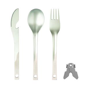 Juego de utensilios de titanio ecológicos para comer al aire libre con tenedor, cuchara y palillos, ligeros, reutilizables, para acampar. - Product Image 1