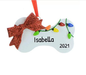 Kişiselleştirilmiş kırmızı ev ve köpek kemik süs - Product Image 4