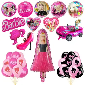 批发女孩主题生日派对装饰用品新款卡通粉色酒吧-别公主铝箔气球球